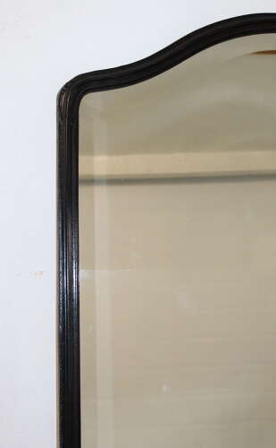 Antique full-length Japanned mirror with curvy frame