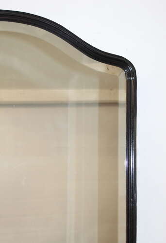 Antique full-length Japanned mirror with curvy frame