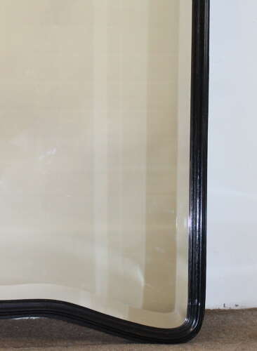 Antique full-length Japanned mirror with curvy frame