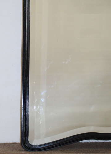 Antique full-length Japanned mirror with curvy frame