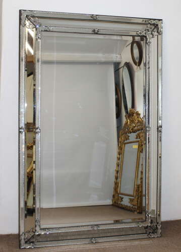 Exceptional antique cushioned mercury glass Venetian mirror