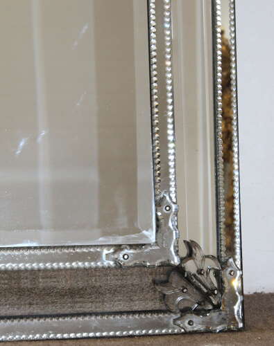Exceptional antique cushioned mercury glass Venetian mirror