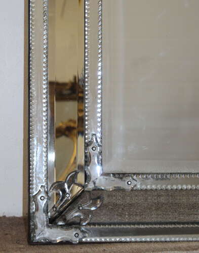 Exceptional antique cushioned mercury glass Venetian mirror