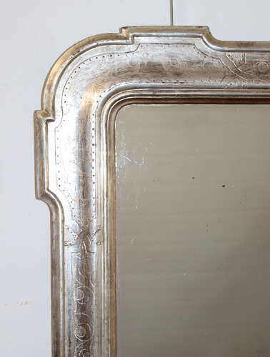 Antique Italian mirror with silverleafed frame