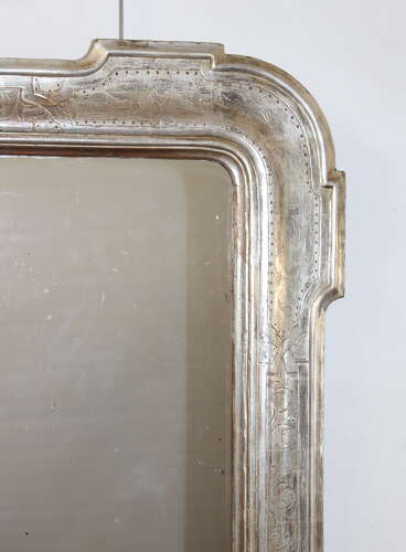 Antique Italian mirror with silverleafed frame