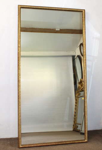 Very large antique gilt French mirror with ropetwist frame