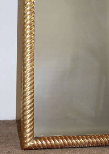 Very large antique gilt French mirror with ropetwist frame