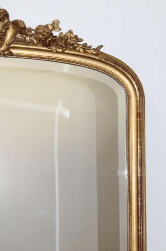 Antique French arched overmantel mirror