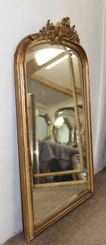 Antique French arched overmantel mirror