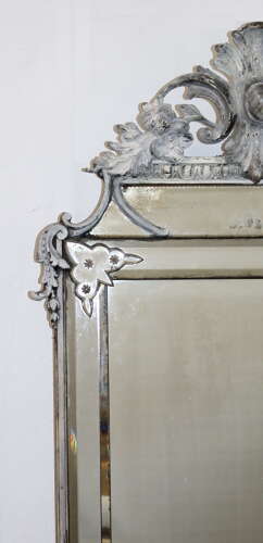 Unusual antique decorative French gesso and Venetian mirror
