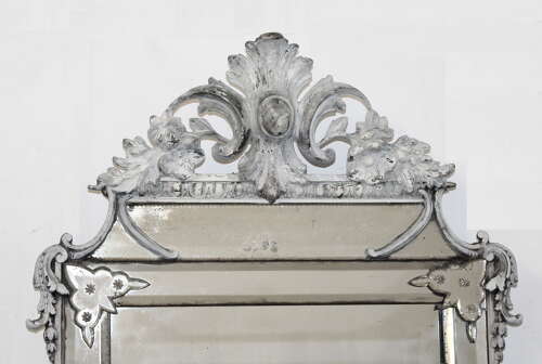 Unusual antique decorative French gesso and Venetian mirror