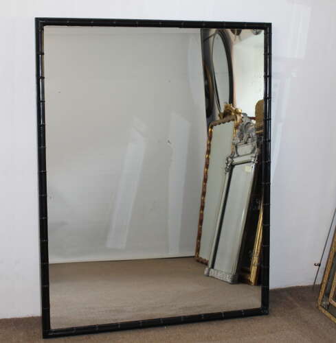 Antique French Japanned bamboo framed mirror