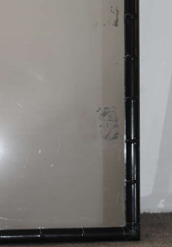 Antique French Japanned bamboo framed mirror