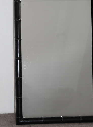 Antique French Japanned bamboo framed mirror