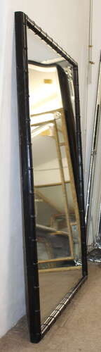 Antique French Japanned bamboo framed mirror