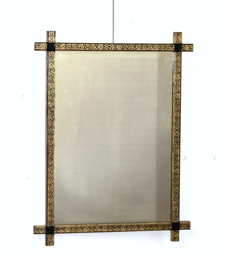 Antique French gilt and lacquer Japanese style mirror