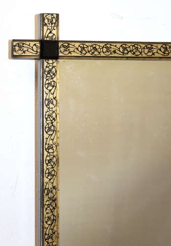 Antique French gilt and lacquer Japanese style mirror