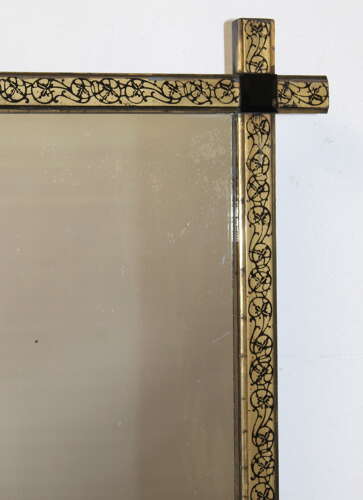 Antique French gilt and lacquer Japanese style mirror