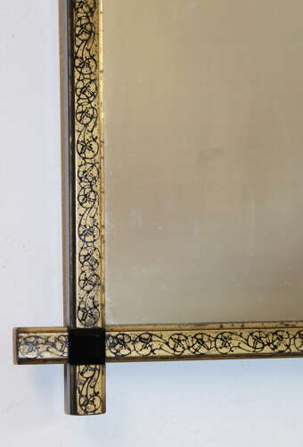 Antique French gilt and lacquer Japanese style mirror