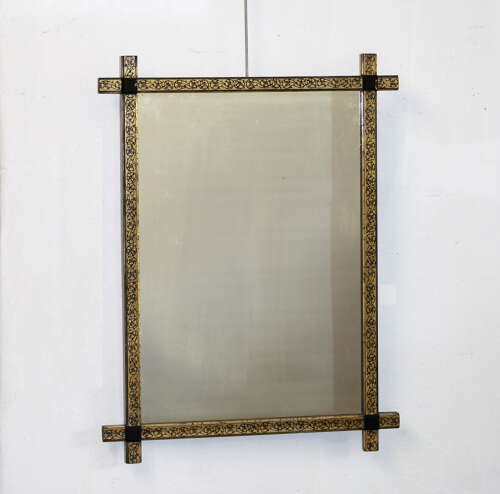Antique French gilt and lacquer Japanese style mirror