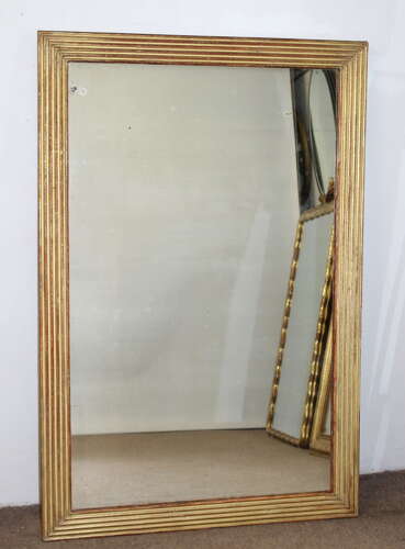 Large antique French reeded framed mirror
