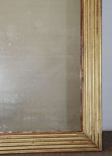 Large antique French reeded framed mirror