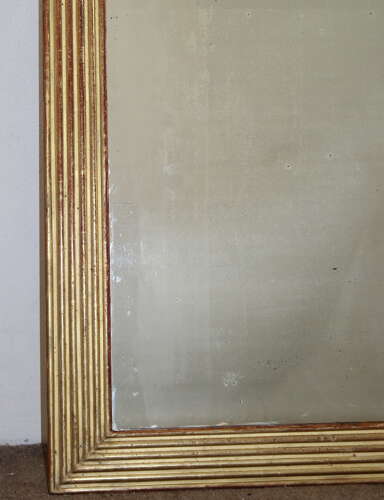 Large antique French reeded framed mirror