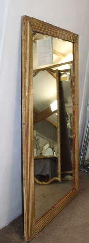 Large antique French reeded framed mirror