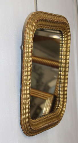 Small antique French mirror with rippled gilt frame