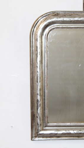 Small antique French silverleafed archtop mirror