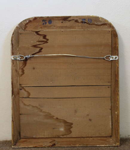 Small antique French silverleafed archtop mirror