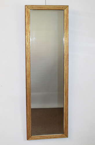 Tall narrow antique French gilt reeded mirror