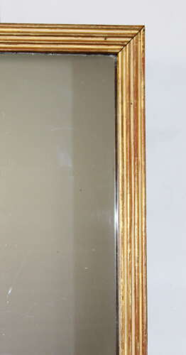 Tall narrow antique French gilt reeded mirror