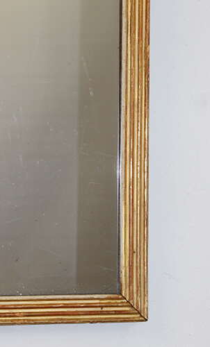 Tall narrow antique French gilt reeded mirror