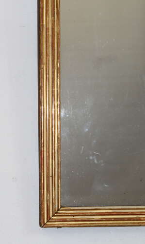 Tall narrow antique French gilt reeded mirror