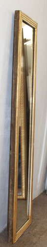 Tall narrow antique French gilt reeded mirror