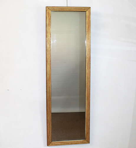 Tall narrow antique French gilt reeded mirror
