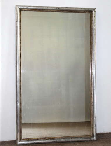 Antique French silverleafed Bistro mirror