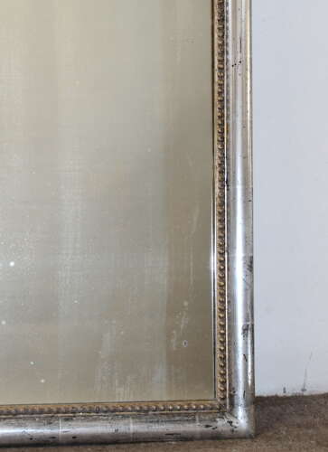 Antique French silverleafed Bistro mirror