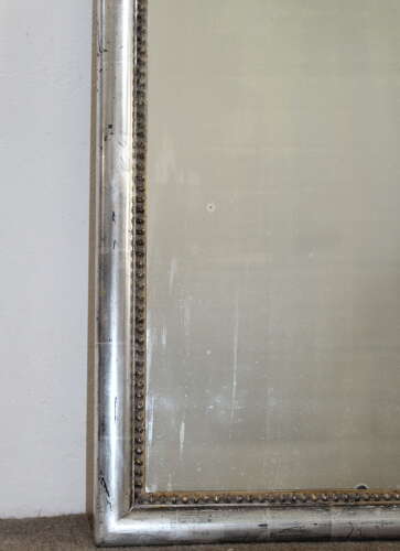Antique French silverleafed Bistro mirror