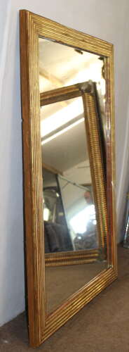 Antique French gilt reeded mirror