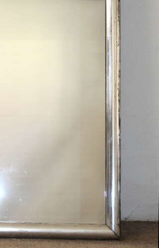 Huge antique French silverleafed rectangular mirror