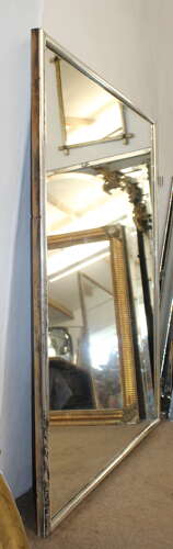 Huge antique French silverleafed rectangular mirror