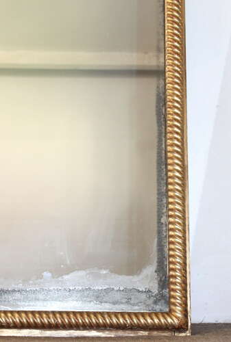 Huge antique French gilt archtop mirror with mercury glass