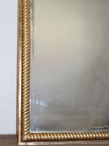 Huge antique French gilt archtop mirror with mercury glass