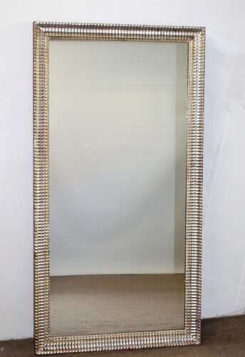 Antique French mirror with silverleafed rippled frame