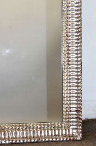 Antique French mirror with silverleafed rippled frame