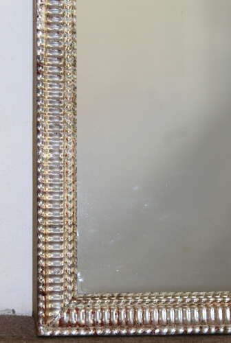 Antique French mirror with silverleafed rippled frame