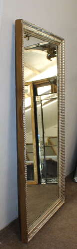 Antique French mirror with silverleafed rippled frame