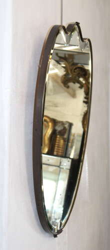 Mid-Century Modern shield-shaped Italian mirror